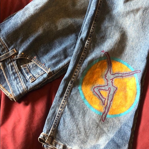 Hand painted 517 Levi’s (with DMB fire dancer) - Picture 5 of 5